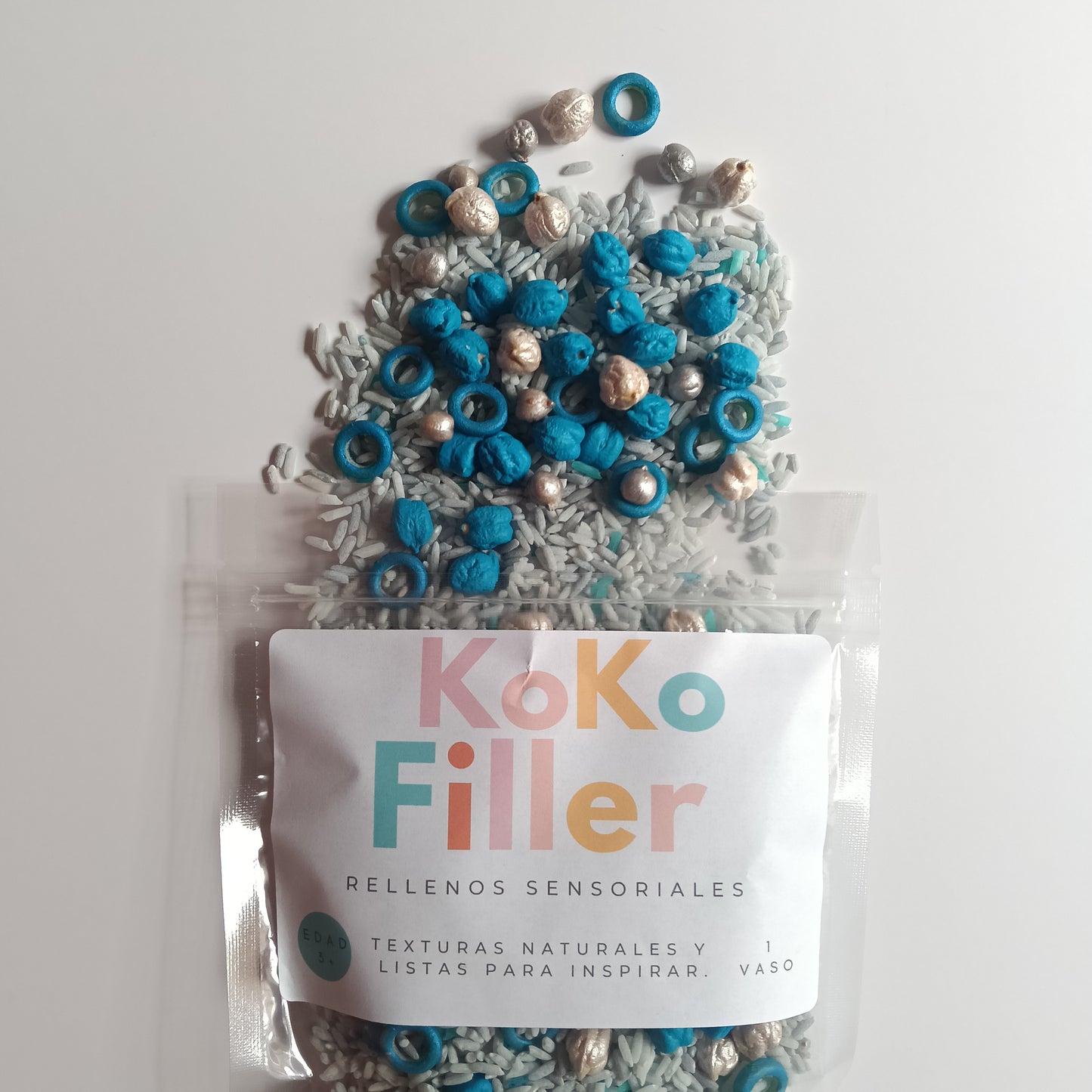 KokoFiller Lluvia de primavera – Relleno Natural para bandeja sensorial Montessori