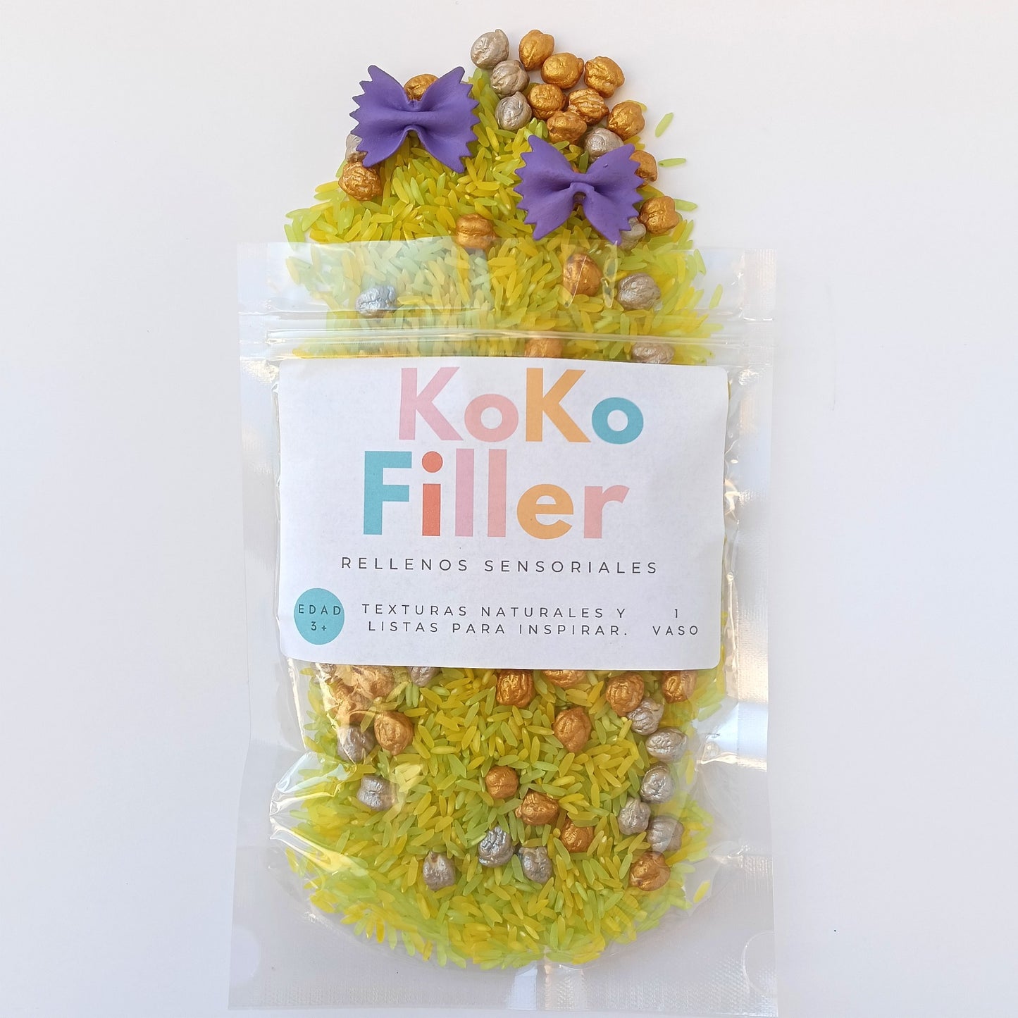 KokoFiller Primavera Brillante – Relleno Natural para bandeja sensorial Montessori