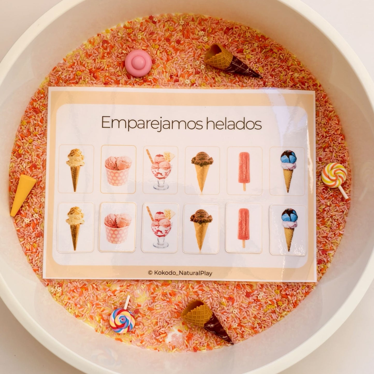 KokoFiller Helados – Relleno Natural para Bandeja Sensorial Montessori