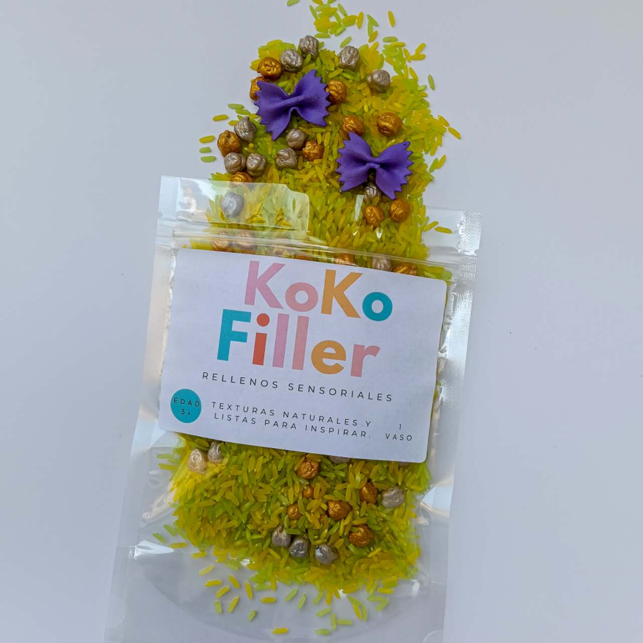 KokoFiller Primavera Brillante – Relleno Natural para bandeja sensorial Montessori