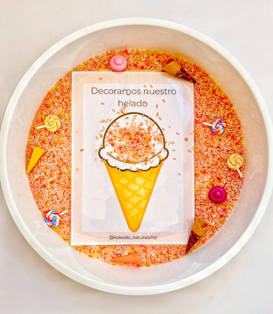 bandeja sensorial montessori helados