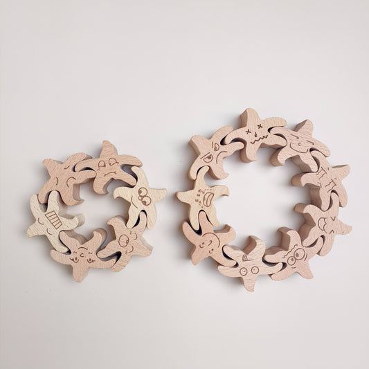 Set de 15 bloques de madera Montessori con forma de estrellas y emojis de emociones