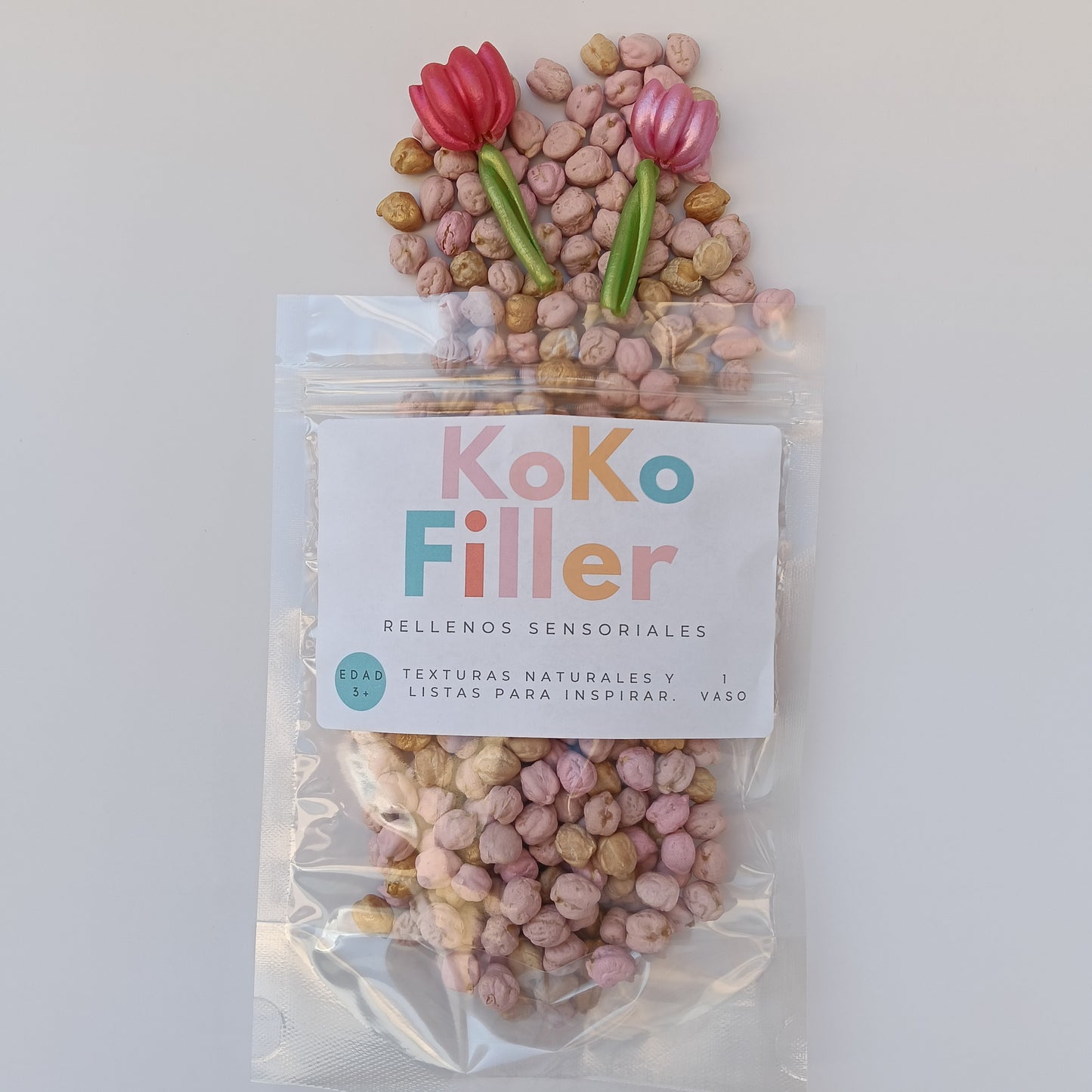 KokoFiller Jardín de Tulipanes – Relleno Natural para bandeja sensorial Montessori