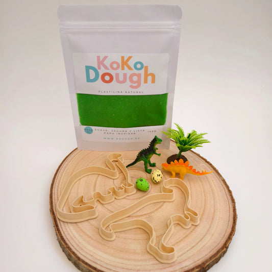 Kit de Dinosaurios Montessori para Niños – Plastilina Verde Safari, Moldes y Figuras
