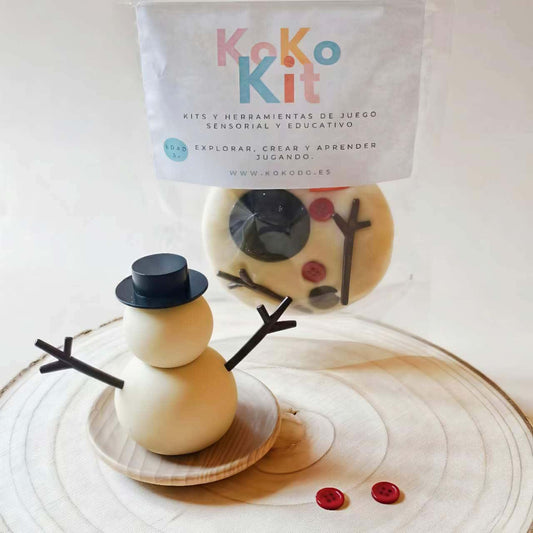 KokoKit Snowman: Plastilina Natural y Kit de Manualidades Montessori | Regalo Navideño Educativo y Sensorial para Niños