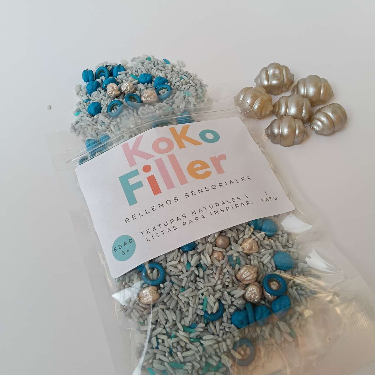 KokoFiller Lluvia de primavera – Relleno Natural para bandeja sensorial Montessori