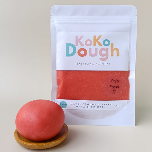 Kokodough Rojo Fresa – Plastilina Natural para Juego Sensorial